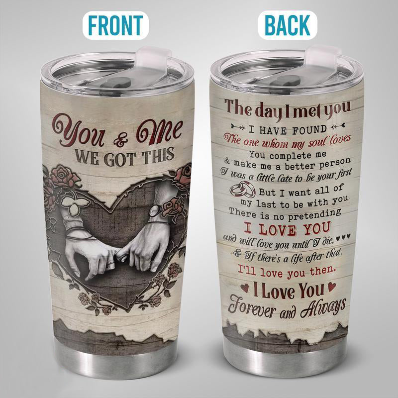 You And Me 20 Oz Stainless Steel Tumbler - Anniversary Gift For Husband Wife - Romantic Drinkware - Couple Love Story Coffee Cup