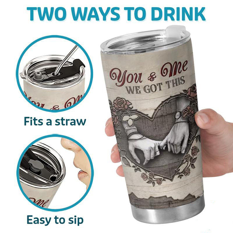 You And Me 20 Oz Stainless Steel Tumbler - Anniversary Gift For Husband Wife - Romantic Drinkware - Couple Love Story Coffee Cup