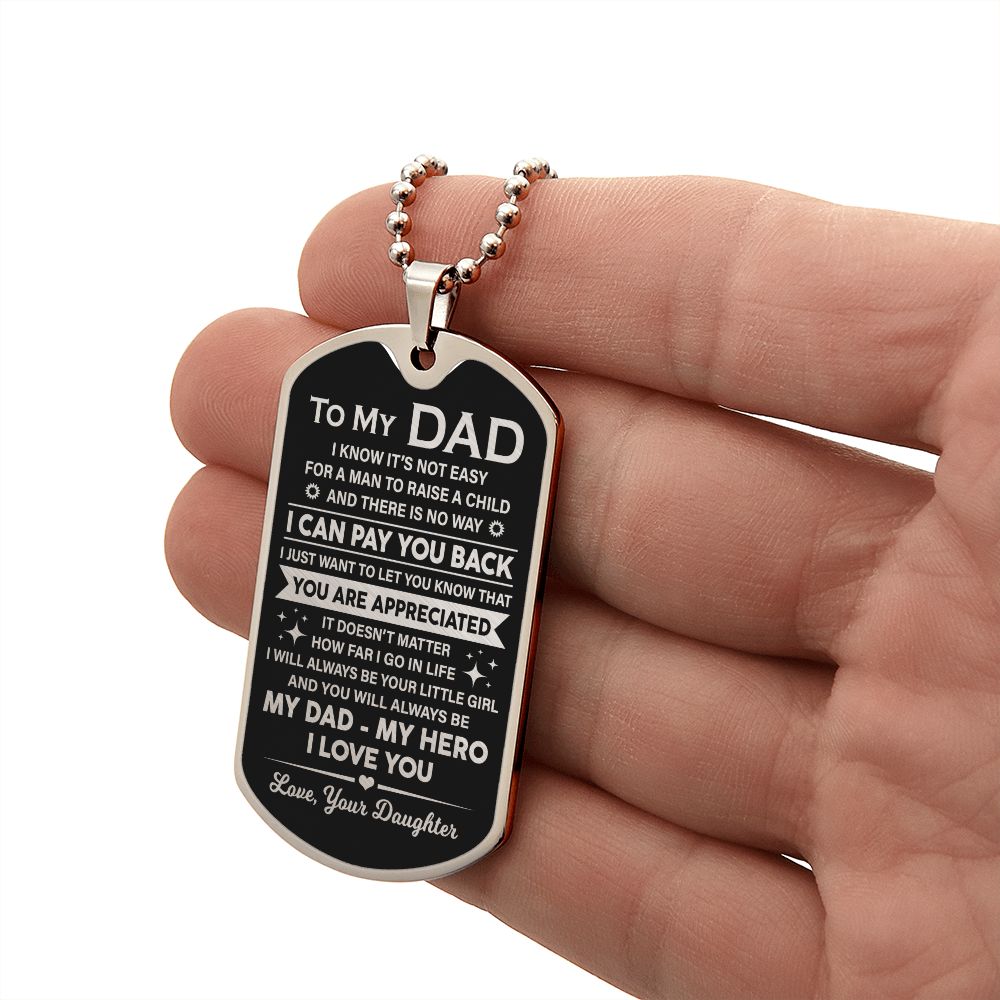 Dad Raise A Child, Dog Tag Necklace, Idea Gift For Dad From Daughter