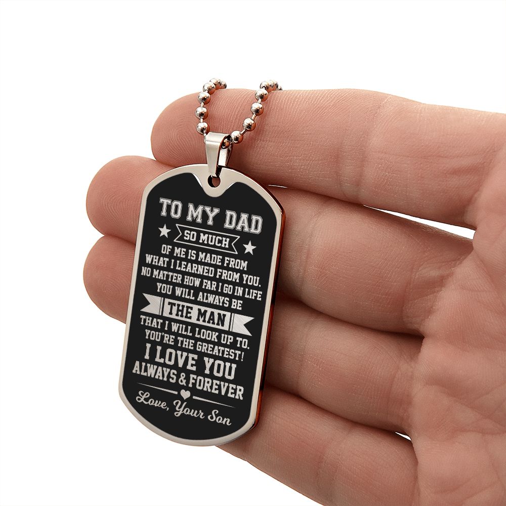 Dad You Are The Greatest, Dog Tag Necklace, Gift Idea For Dad From Son