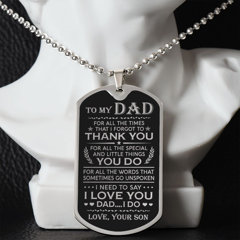 Dad For All The Times, Dog Tag Necklace, Gift For Dad From Son
