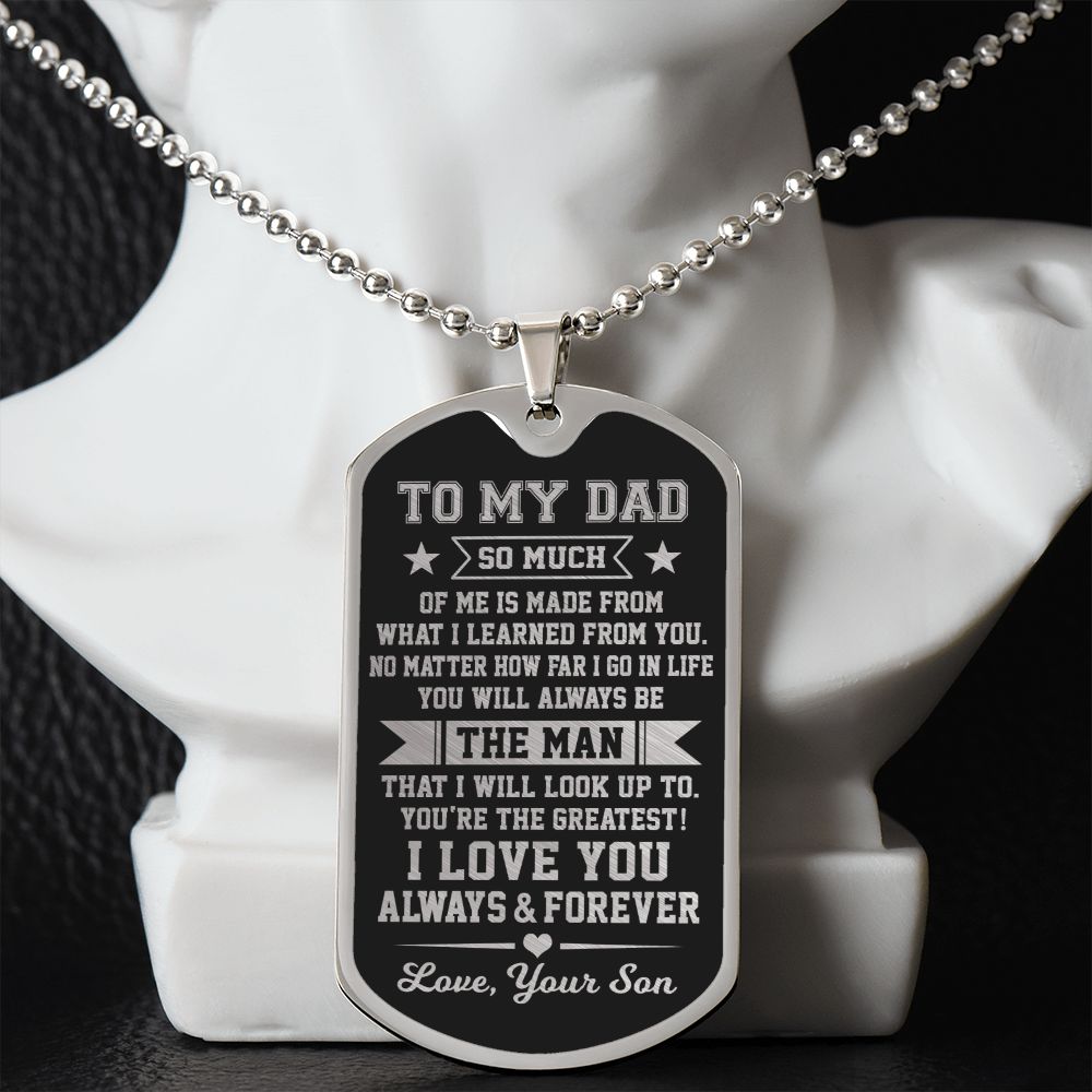 Dad You Are The Greatest, Dog Tag Necklace, Gift Idea For Dad From Son