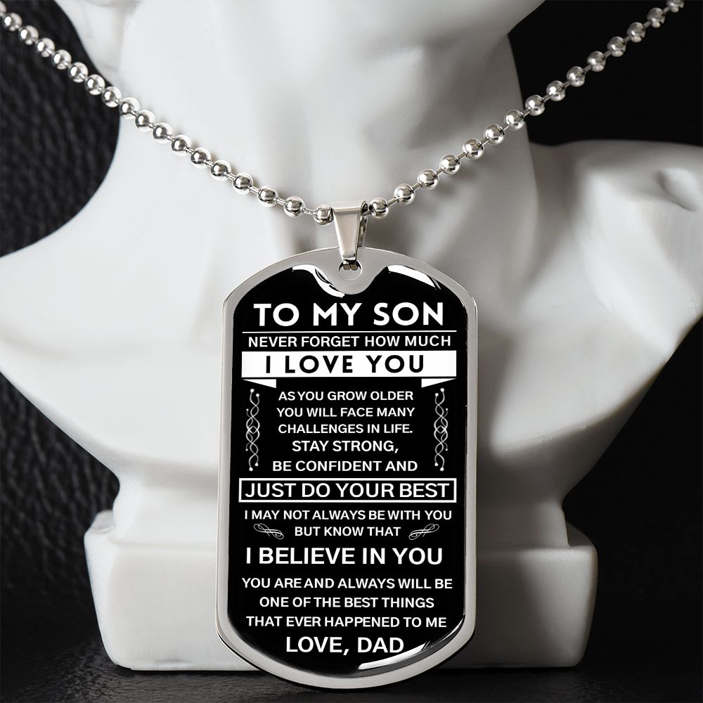 To My Son Gift From Dad | Never Forget This | Dog Tag Necklace | Anniversary Gift
