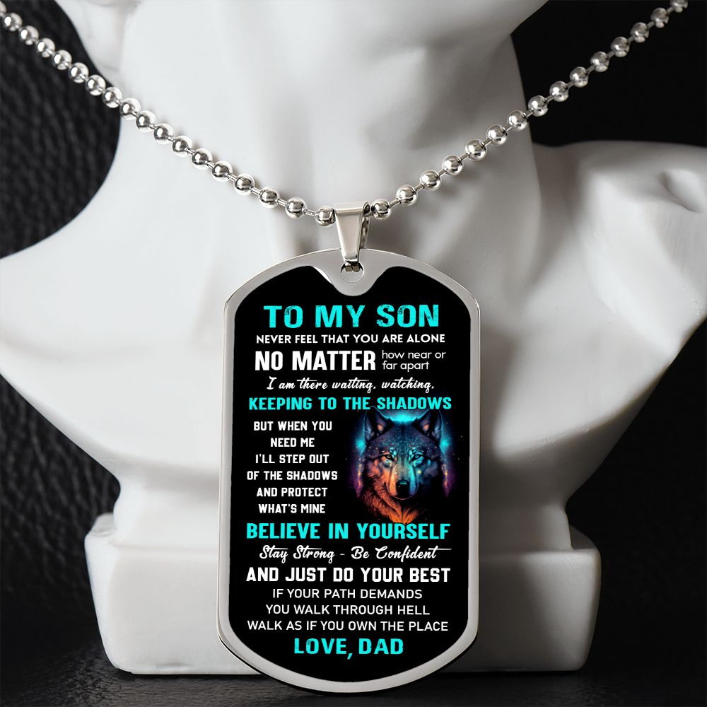 Son The Shadows, Dog Tag Necklace, Unique Gift For Son