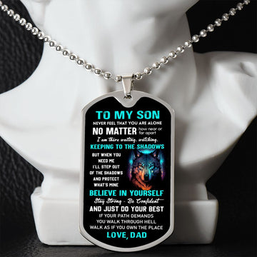 Son The Shadows, Dog Tag Necklace, Unique Gift For Son