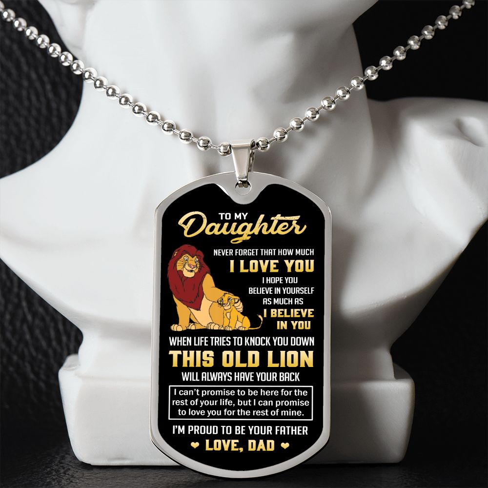 Daughter This Old Lion, Dog Tag Necklace, Best Gift Idea For Daughter