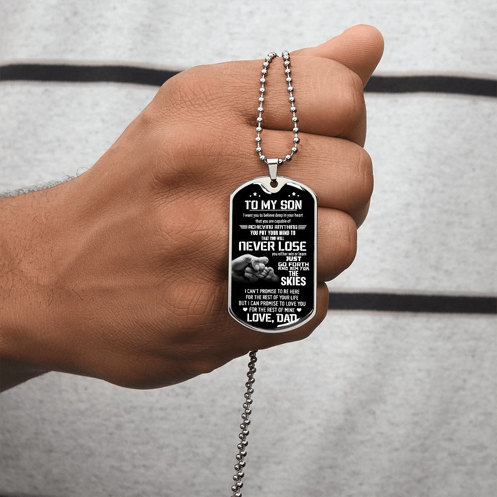 Son Deep In Your Heart, Dog Tag Necklace, Gift For Son From Dad