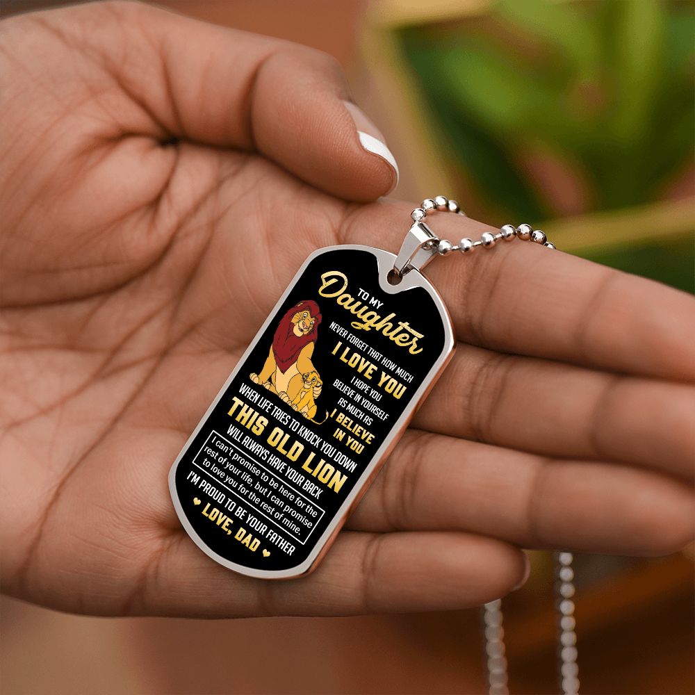 Daughter This Old Lion, Dog Tag Necklace, Best Gift Idea For Daughter