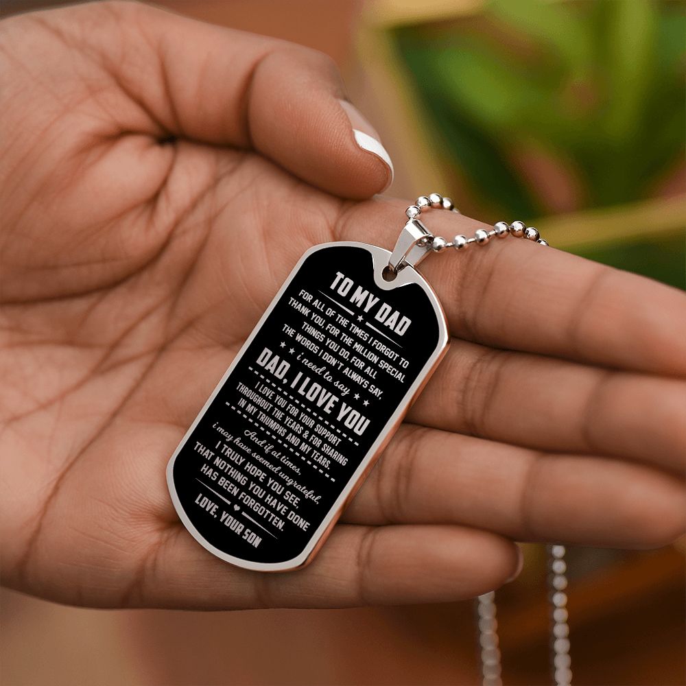 Dad I Love You, Dog Tag Necklace, Best Gift For Dad From Son