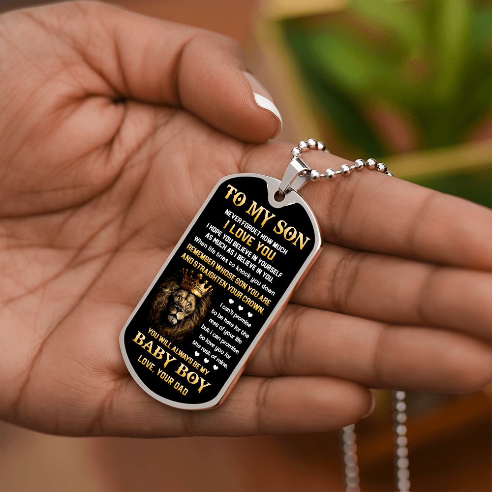 Son My Baby Boy, Dog Tag Necklace, Best Gift Idea For Son