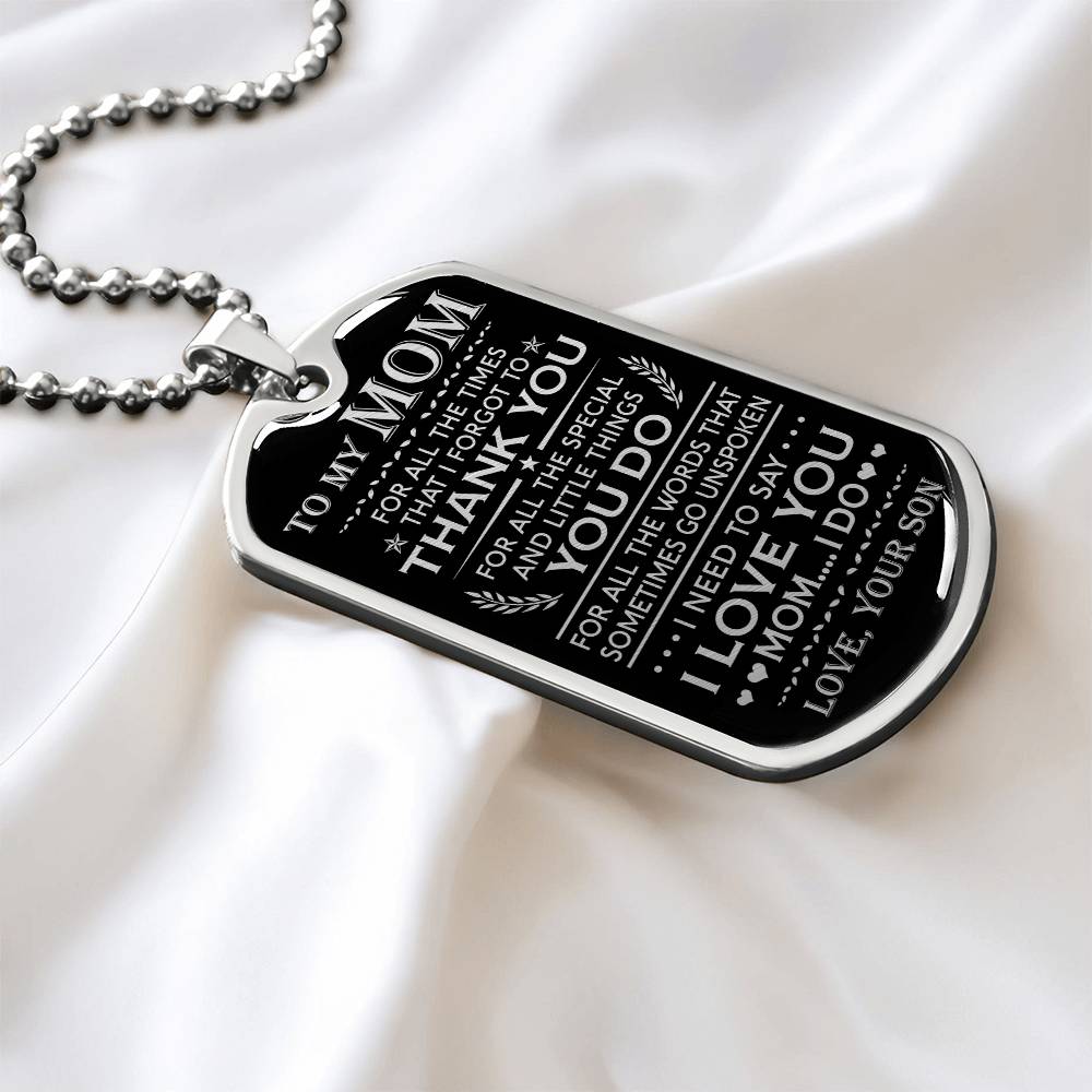 Mom I Love You - Dog Tag Necklace - Mother's Day Gift For Mom