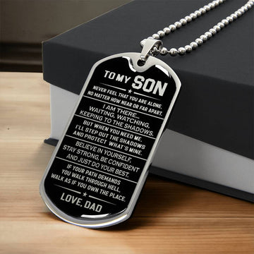 To My Son Dog Tag Necklace, Believe In Yourself, Christmas Gift For Son