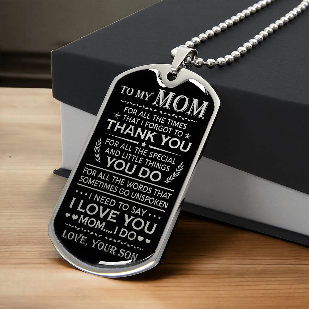 Mom I Love You - Dog Tag Necklace - Mother's Day Gift For Mom