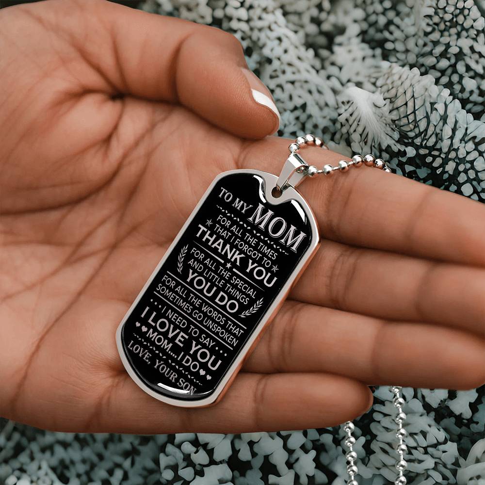 Mom I Love You - Dog Tag Necklace - Mother's Day Gift For Mom