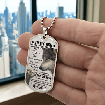 Son This Old Wolf, Dog Tag Necklace, Christmas Gift Idea For Son