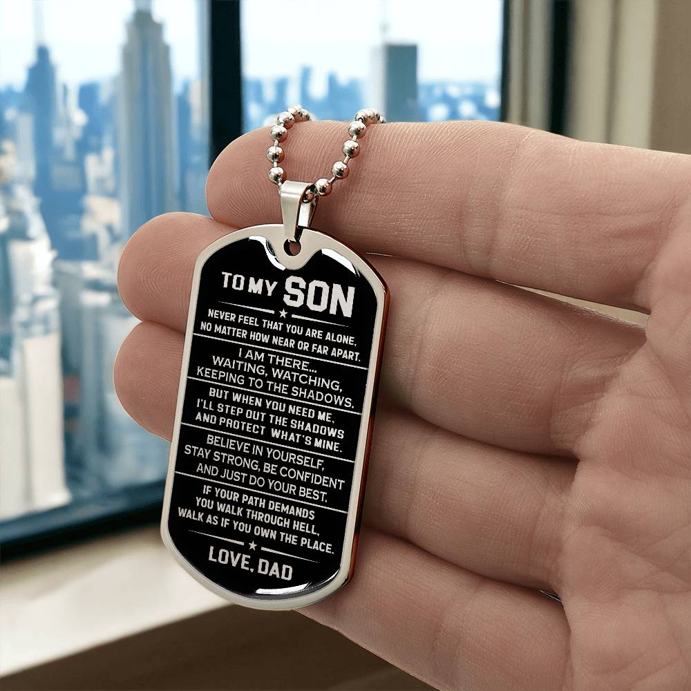 To My Son Dog Tag Necklace, Believe In Yourself, Christmas Gift For Son