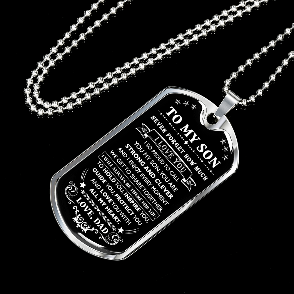 Proud To Call You My Son, Dog Tag Necklace Quotes Meaning Message, 18k Yellow Gold Gift For Son From Dad, Christmas Birthday Gift Ideas