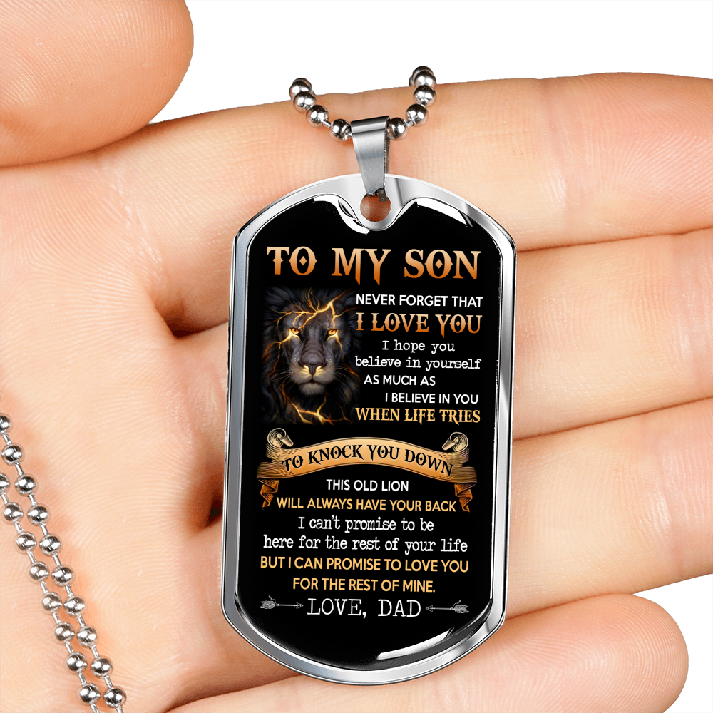 To My Son | This Old Lion | Dog Tag Necklace | Gift For Son From Dad