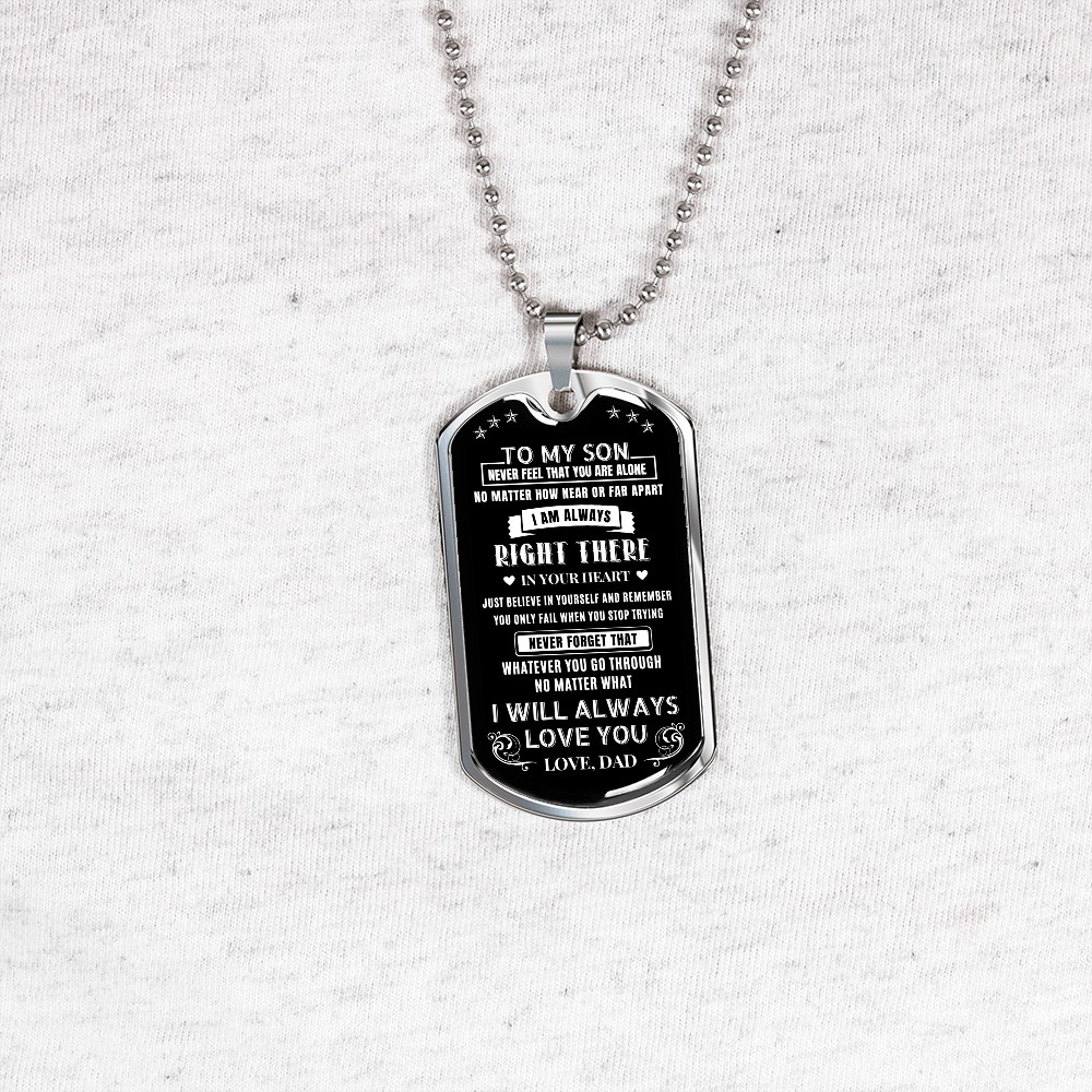 Son Never Feel You Are Alone, Dog Tag Necklace Meaning Message, 18k Yellow Gold Gift For Son From Dad, Best Christmas Birthday Gift Ideas