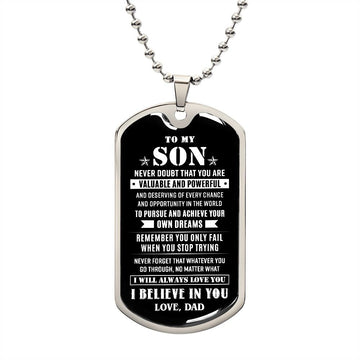 To My Son - Valuable And Powerful, Dogtag Necklace For Son