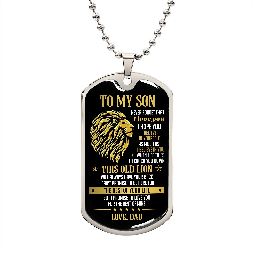 To My Son - This Old Lion Love You For The Rest Of Mine, Dogtag Necklace Gift