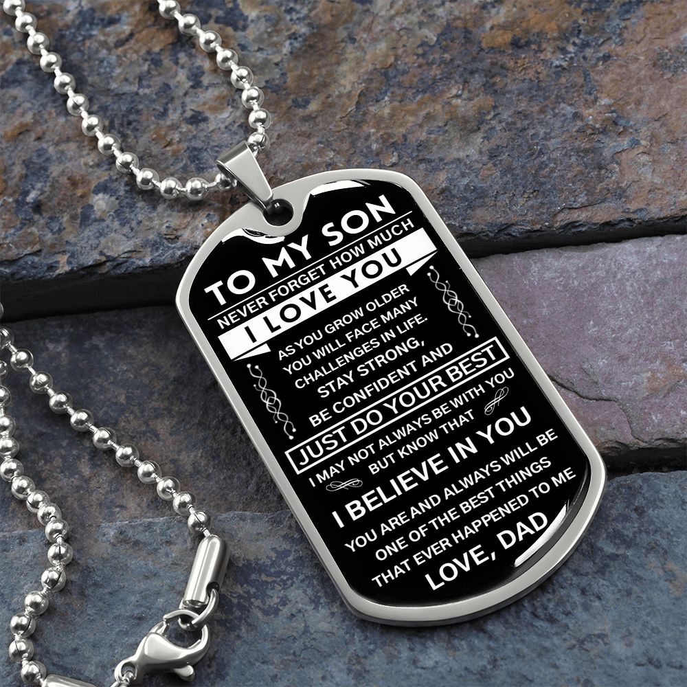 To My Son Gift From Dad | Never Forget This | Dog Tag Necklace | Anniversary Gift