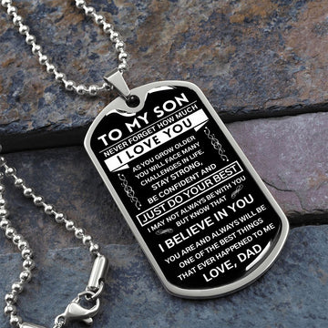To My Son Gift From Dad | Never Forget This | Dog Tag Necklace | Anniversary Gift