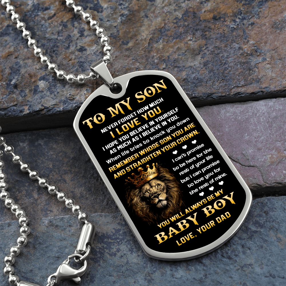 Son My Baby Boy, Dog Tag Necklace, Best Gift Idea For Son