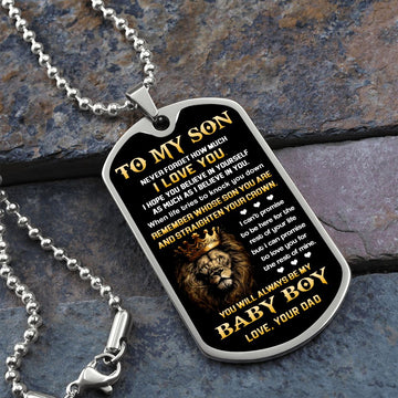 Son My Baby Boy, Dog Tag Necklace, Best Gift Idea For Son