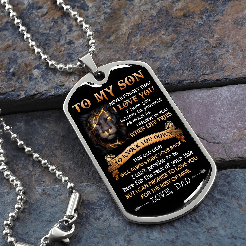 To My Son | This Old Lion | Dog Tag Necklace | Gift For Son From Dad