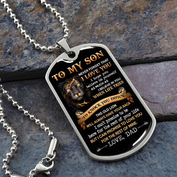 To My Son | This Old Lion | Dog Tag Necklace | Gift For Son From Dad