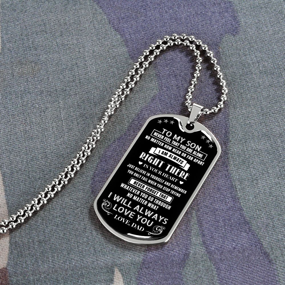 Son Never Feel You Are Alone, Dog Tag Necklace Meaning Message, 18k Yellow Gold Gift For Son From Dad, Best Christmas Birthday Gift Ideas