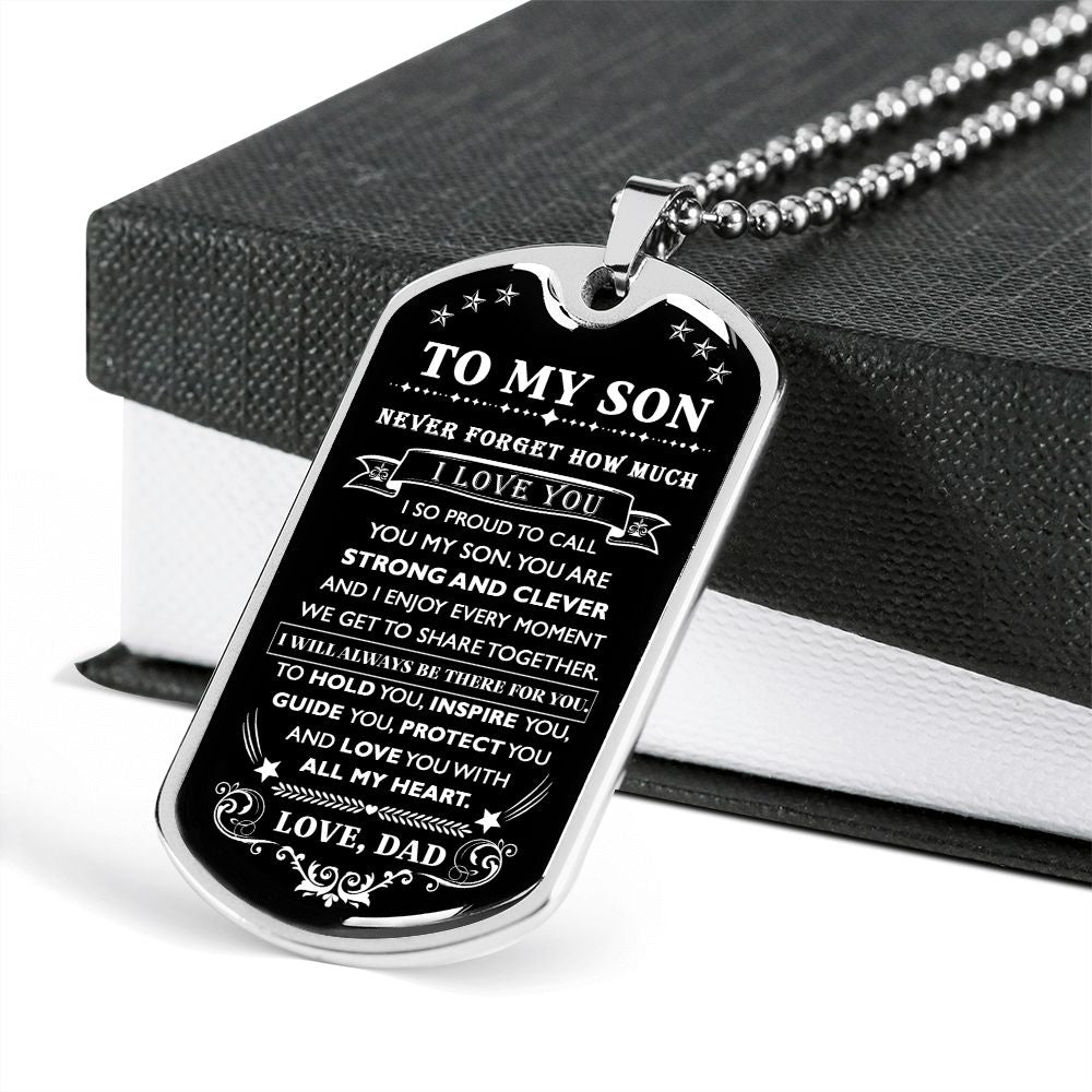 Proud To Call You My Son, Dog Tag Necklace Quotes Meaning Message, 18k Yellow Gold Gift For Son From Dad, Christmas Birthday Gift Ideas