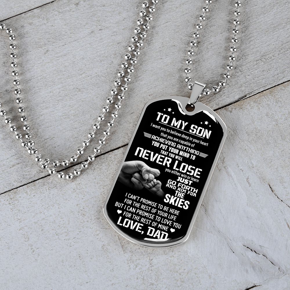 Son Deep In Your Heart, Dog Tag Necklace, Gift For Son From Dad