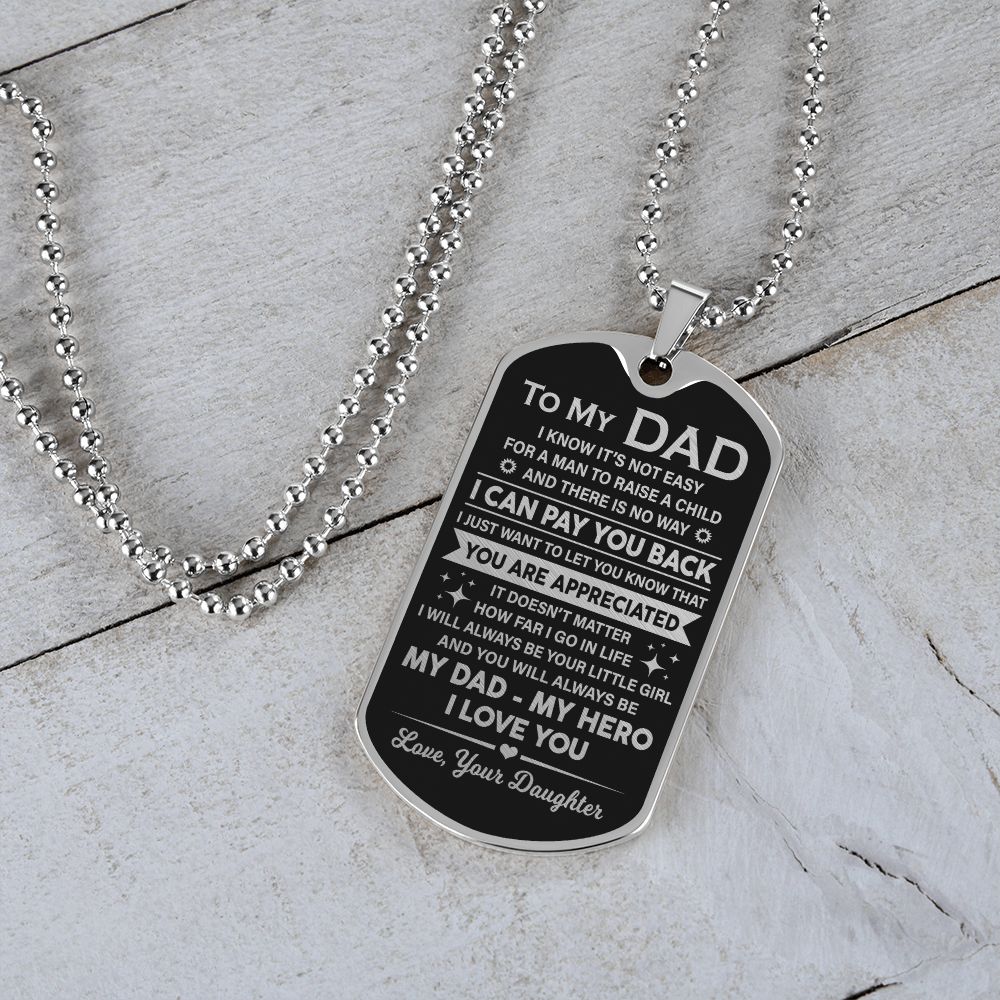 Dad Raise A Child, Dog Tag Necklace, Idea Gift For Dad From Daughter