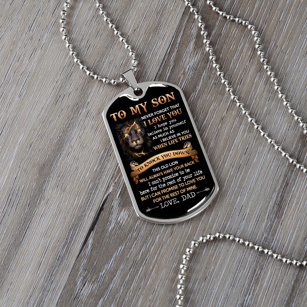To My Son | This Old Lion | Dog Tag Necklace | Gift For Son From Dad