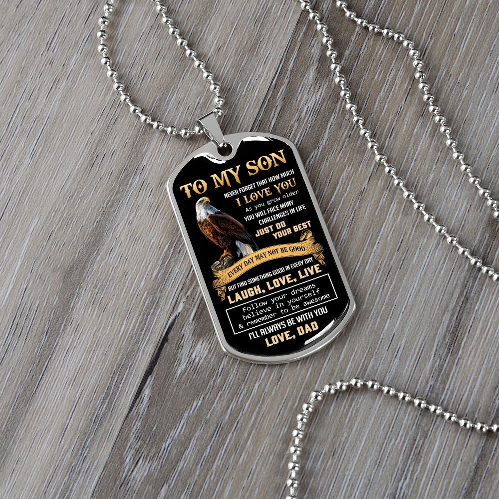 Son I Love You, Mens Dog Tag Necklace, Gift For Son From Dad, Christmas Gift Idea