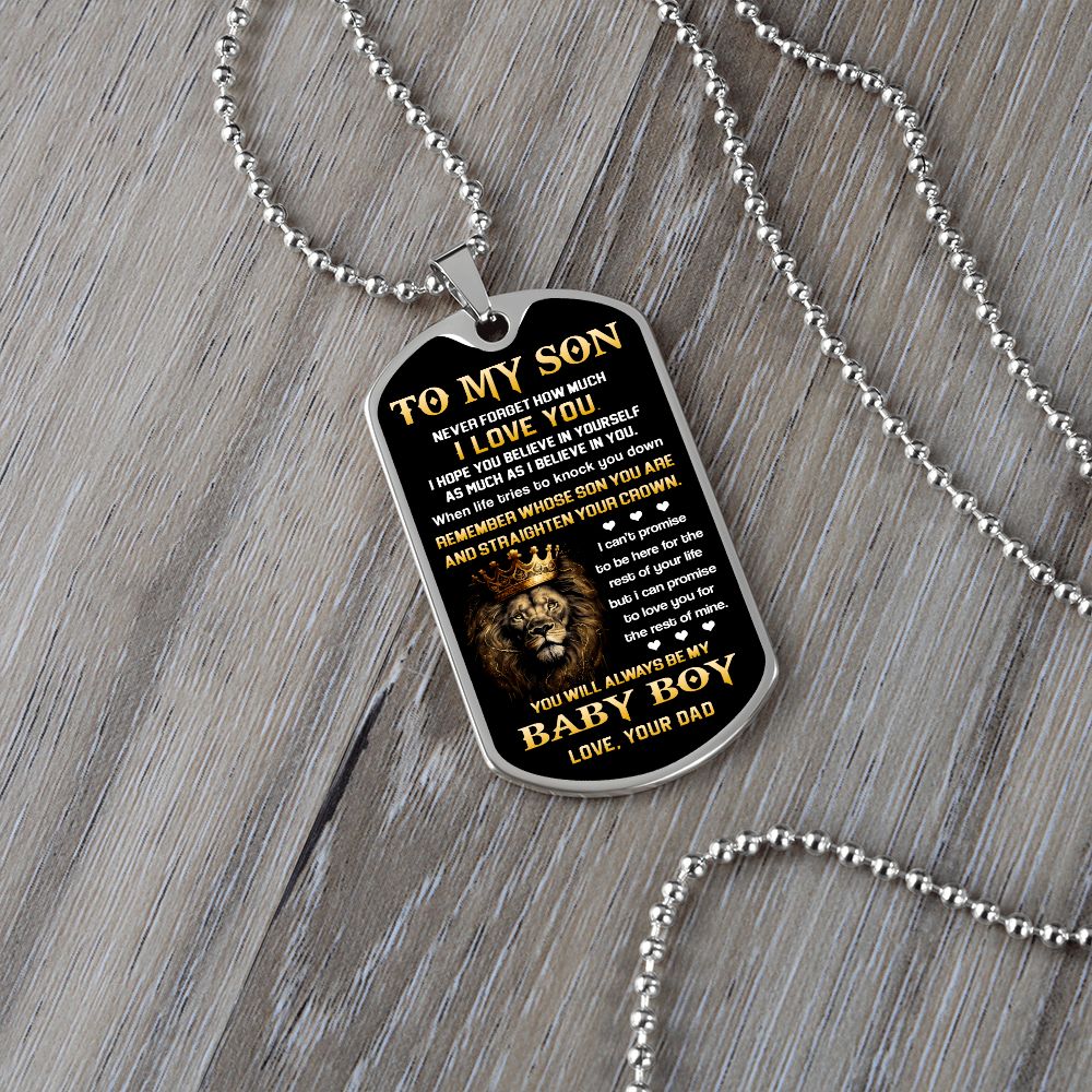 Son My Baby Boy, Dog Tag Necklace, Best Gift Idea For Son