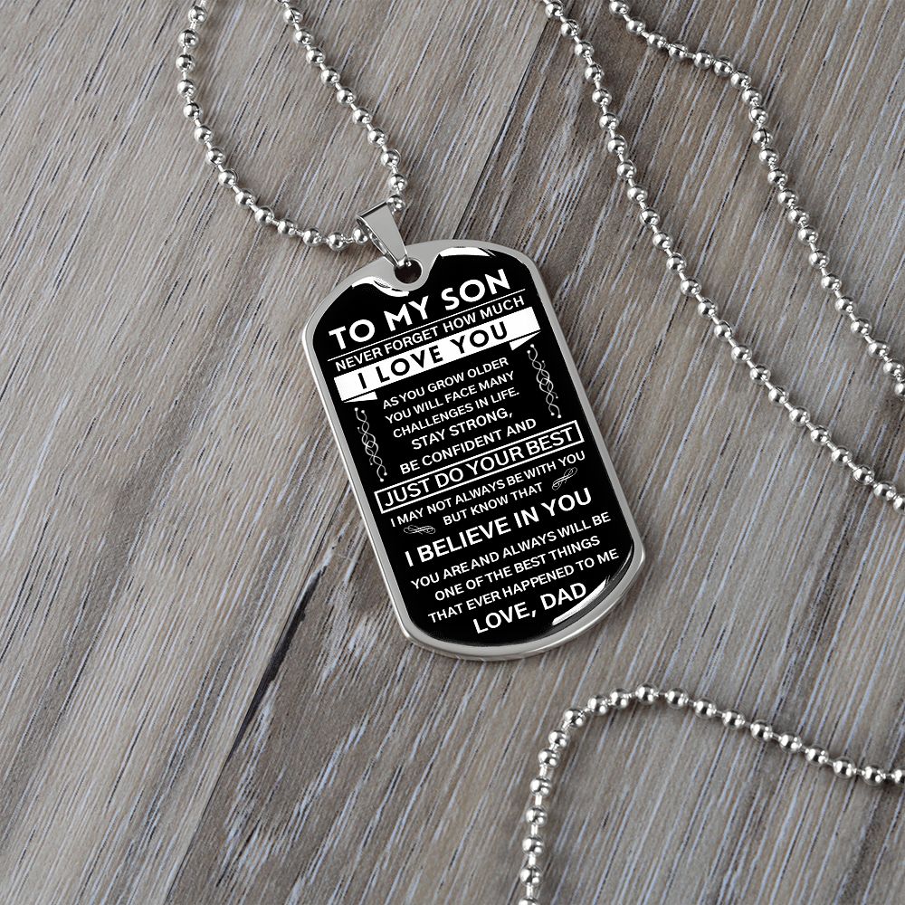 To My Son Gift From Dad | Never Forget This | Dog Tag Necklace | Anniversary Gift