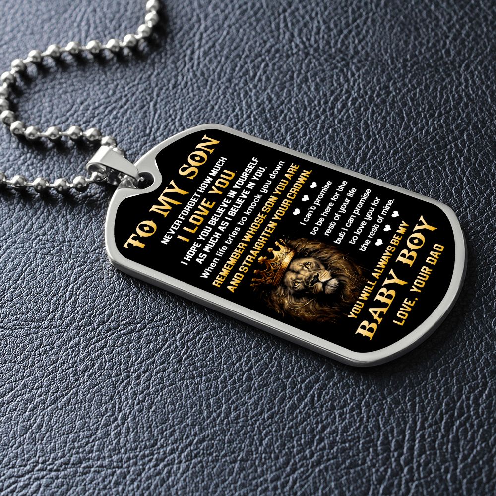 Son My Baby Boy, Dog Tag Necklace, Best Gift Idea For Son