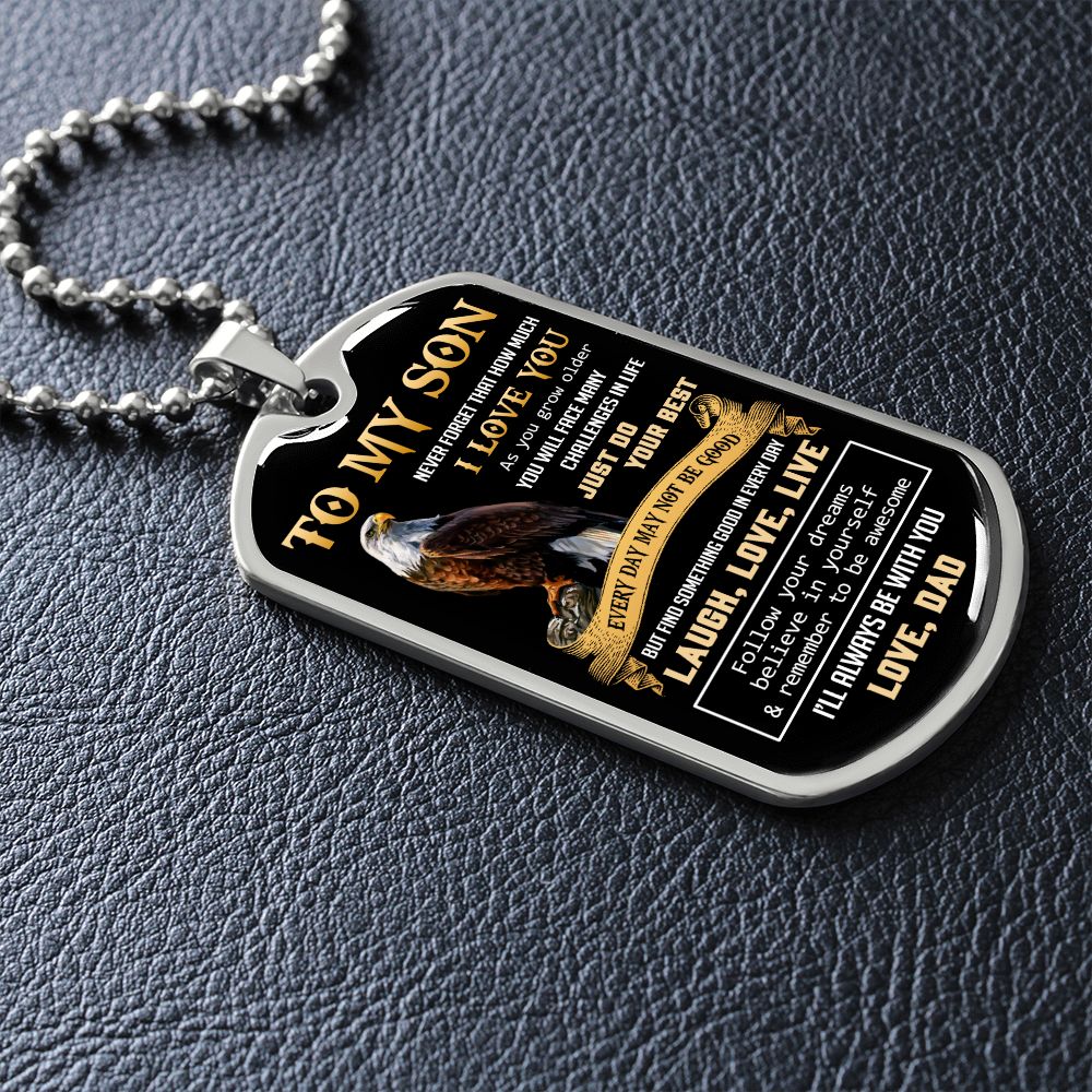 Son I Love You, Mens Dog Tag Necklace, Gift For Son From Dad, Christmas Gift Idea