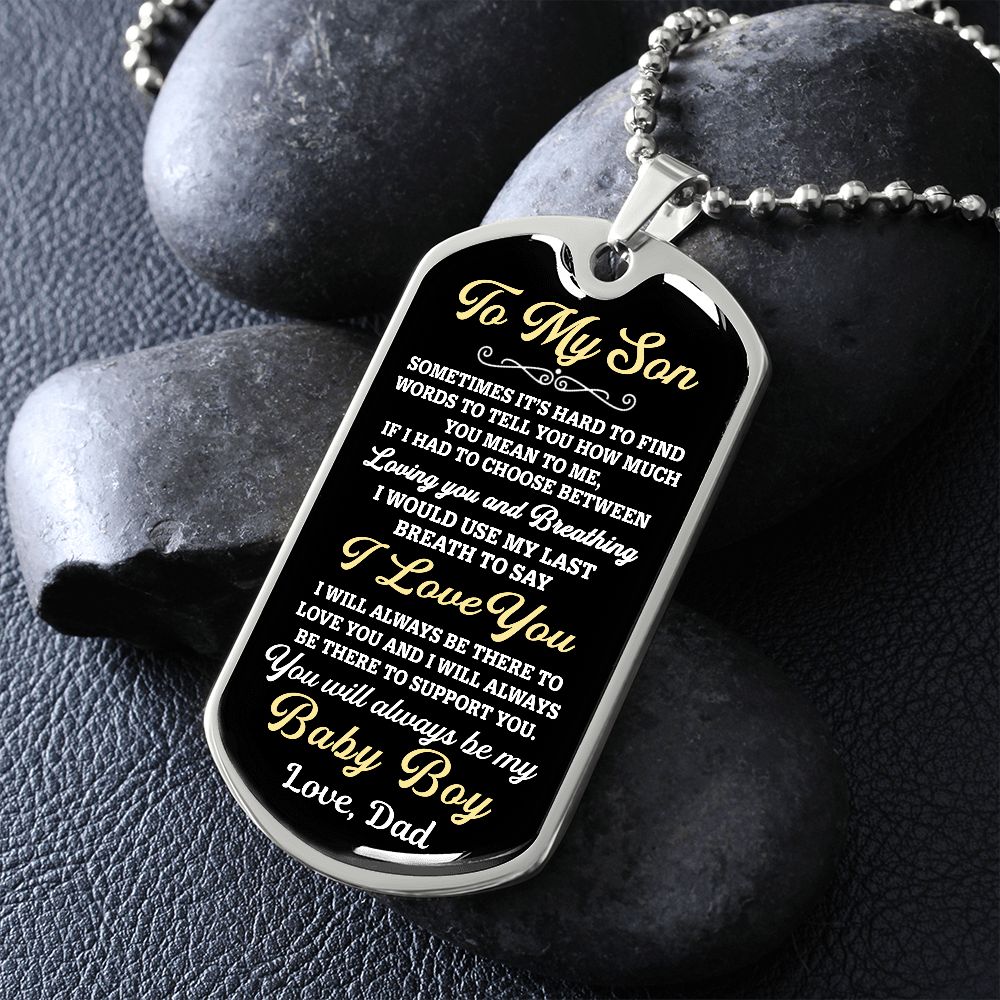 Bonus Son Gift | You Will Always Be My Baby Boy | Gifts for Son from Dad | Dog Tag Necklace