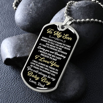 Bonus Son Gift | You Will Always Be My Baby Boy | Gifts for Son from Dad | Dog Tag Necklace