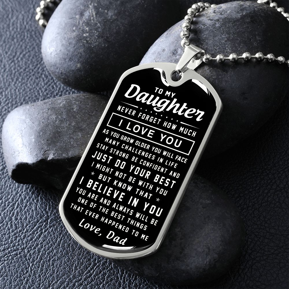 To My Daughter From Dad | Just Do Your Best | Dog Tag Necklace