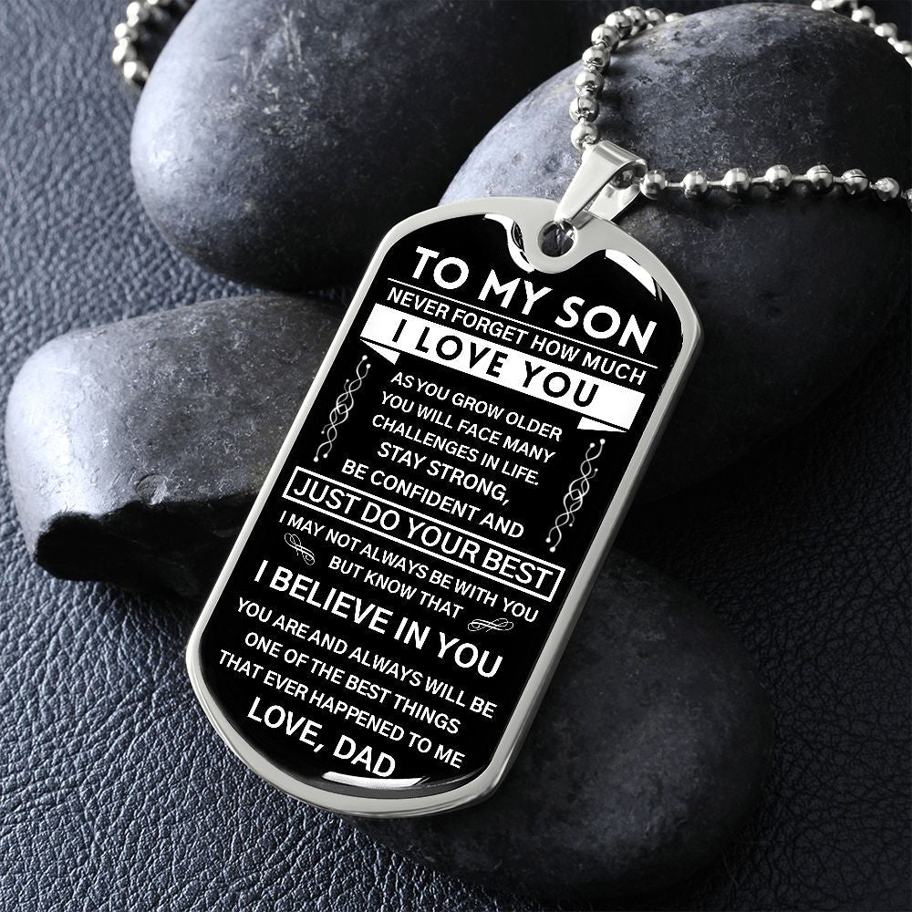 To My Son Gift From Dad | Never Forget This | Dog Tag Necklace | Anniversary Gift
