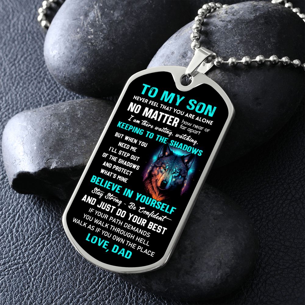 Son The Shadows, Dog Tag Necklace, Unique Gift For Son