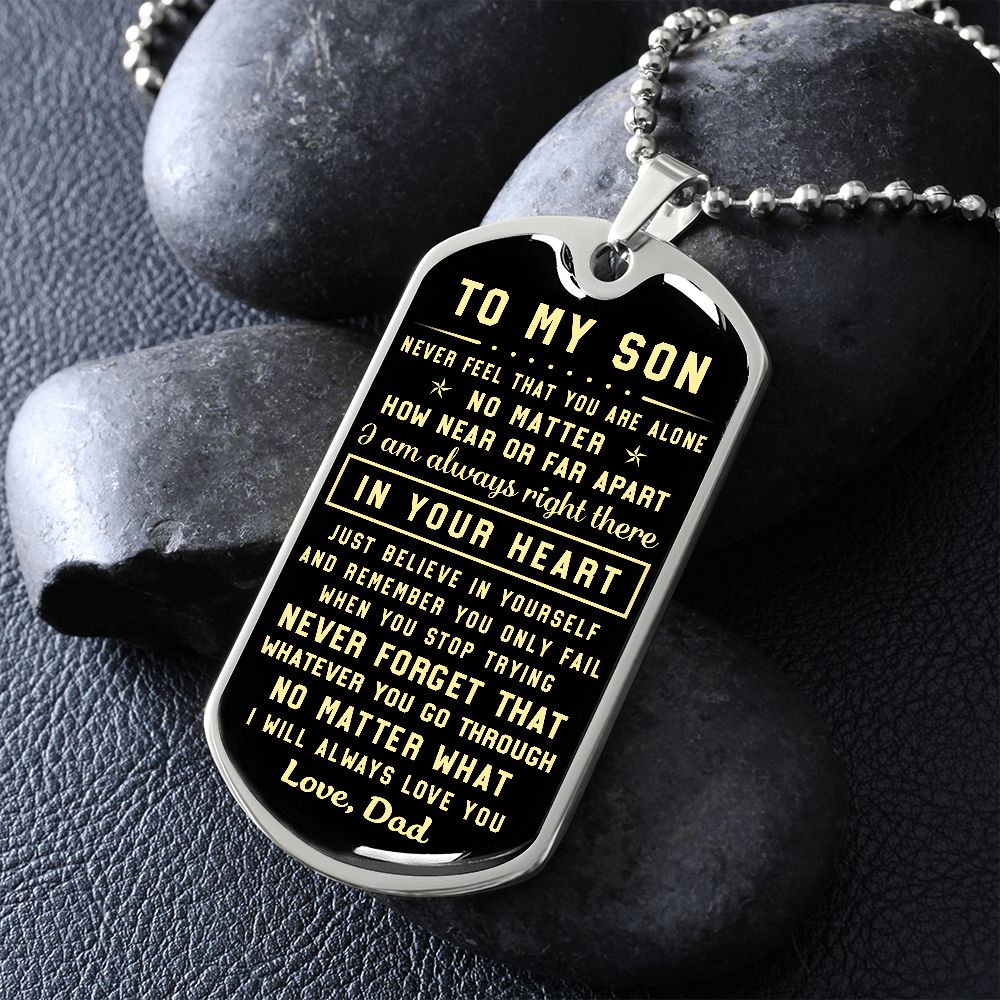 To My Son | Never Forget That | Dog Tag Necklace | Gift For Son From Dad