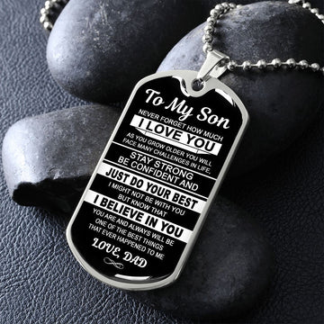 To My Son | Never Forget How Much I Love You | Dog Tag Necklace From Dad