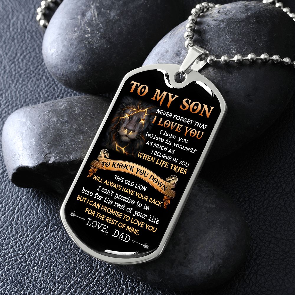 To My Son | This Old Lion | Dog Tag Necklace | Gift For Son From Dad