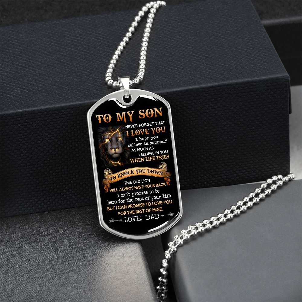 To My Son | This Old Lion | Dog Tag Necklace | Gift For Son From Dad
